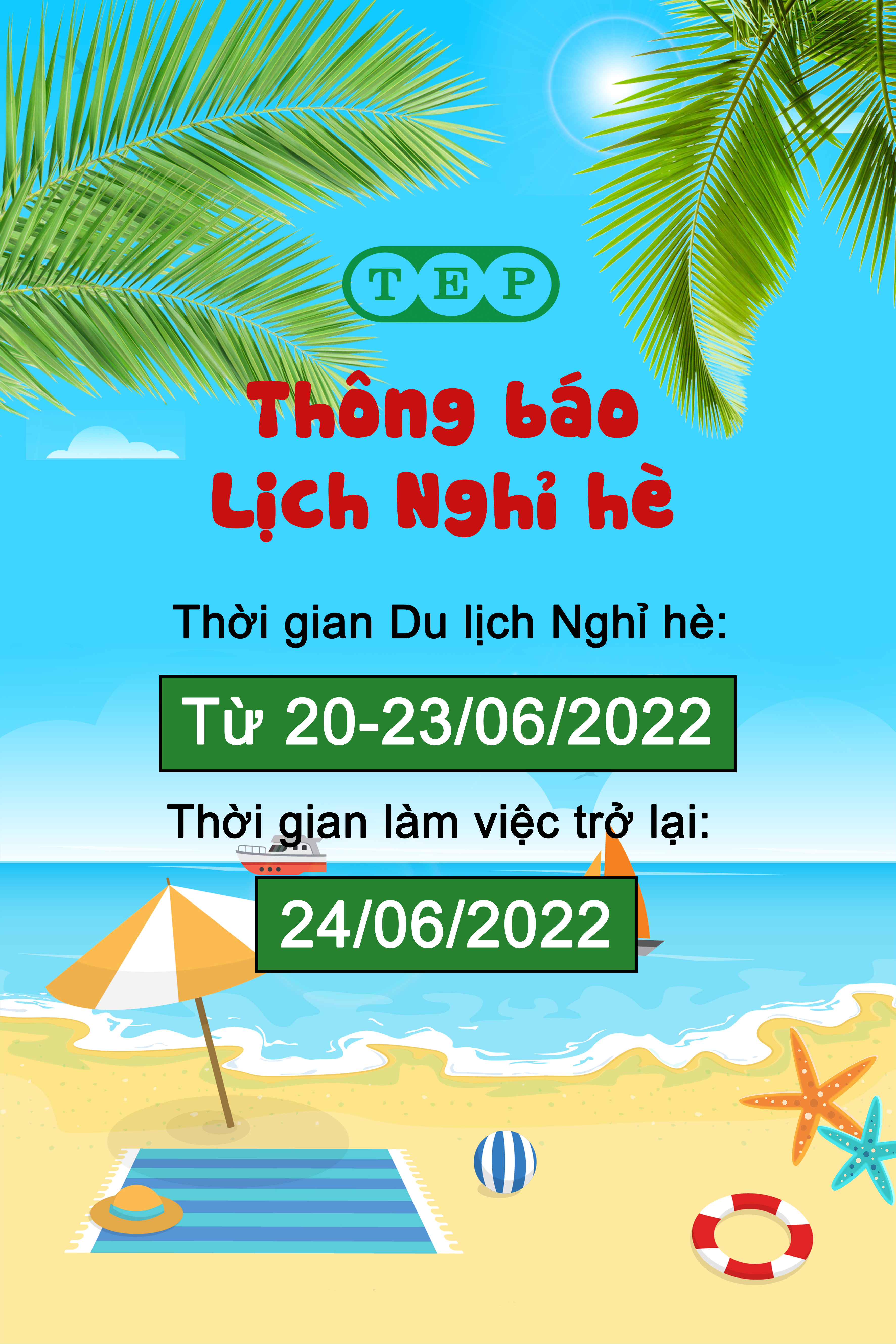 bau cua tom ca
 thông báo lịch Nghỉ hè